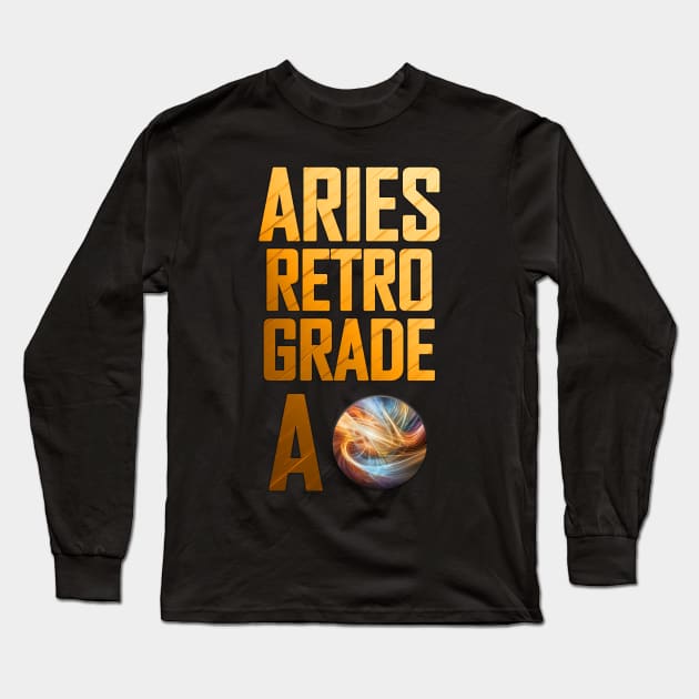 Aries Retro Grade A: Moon Mercury Fire Long Sleeve T-Shirt by Angelic Gangster